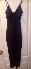 PrettyLittleThing Black Slinky Strappy Cut-out Midi Dress Size 8 Party