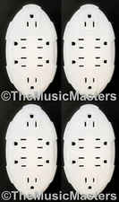 (4) 6 Outlet Electrical Socket Adapter Cover Oval 6-Way Wall Plug Power Splitter