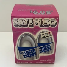 Vtg Leggs Sheer Energy Suntan Color Size Q Two Pack Reinforced Toe Pantyhose New