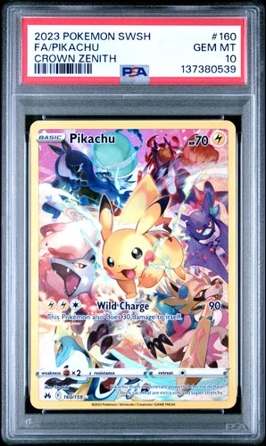 Pikachu 160/159 PSA 10 Sword Shield Crown Zenith Pokemon Card Game