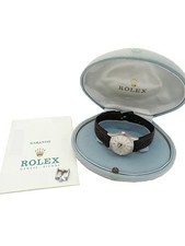 ROLEX Cellini 3802 H28xW25mm Silver Dial White Gold Leather Box Card #T280 9