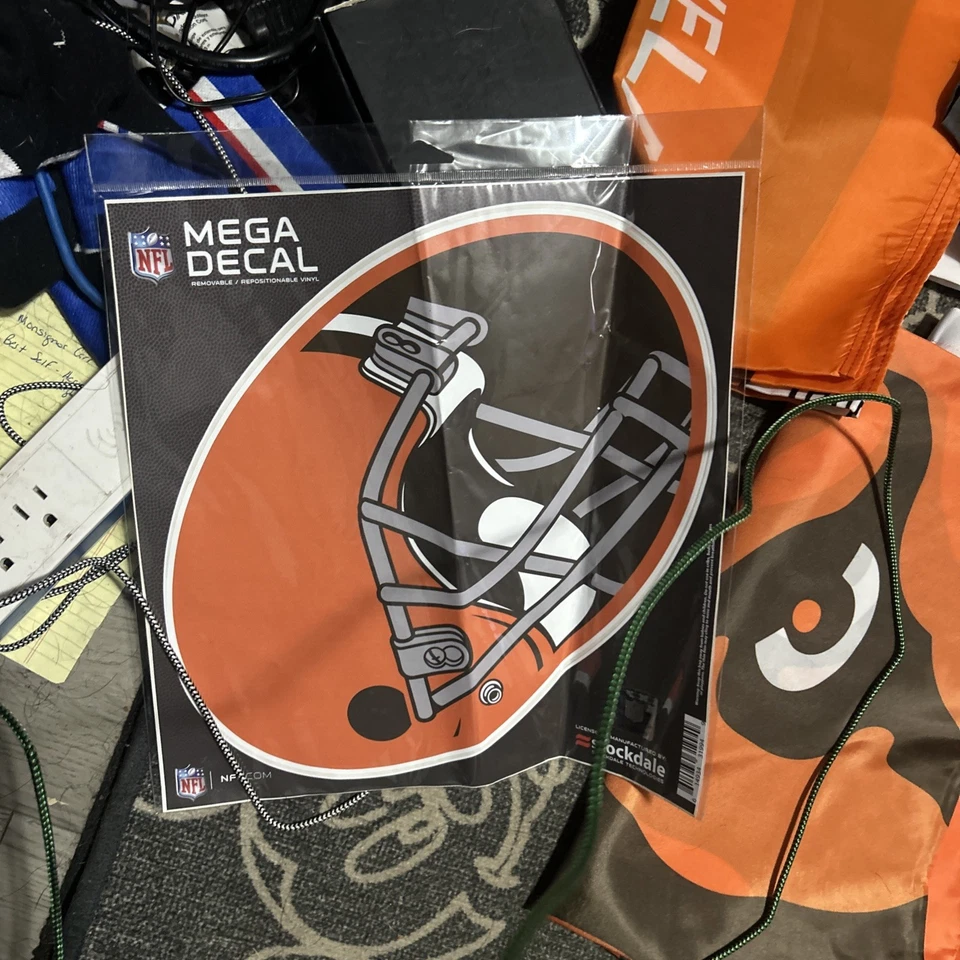 Lote de banners bandeiras com foto assinada futebol americano NFL Cleveland Browns pacote de fãs - Imagem 2 de 4