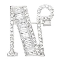 N Strass Brosche Anstecknadel Initialbuchstabe Silber