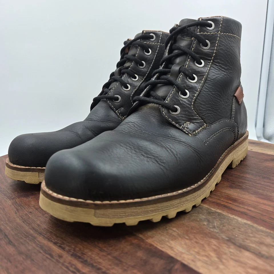 Keen 59 Boots Men's 9 Black Leather Combat Moto Biker Lug Hiking Soft Toe Work - Image 4 of 4