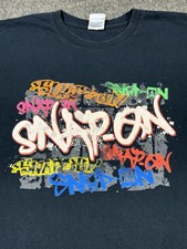 Snap On Tools T Shirt Mens 2XL Black Graffiti Y2K Graphic Print Crew Neck
