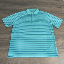 Nike Golf Dri-Fit Mens Polo Shirt Large Aqua Blue Vented Allover Excellent B20