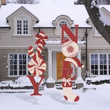 Memorywuu Christmas Noel  Joy Yard Signs 2 Pcs with Stakes Outdoor Decor