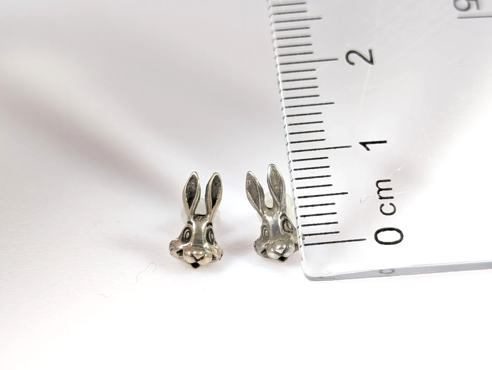 Sterling Silver TINY 9mm Easter Bunny Rabbit Face… - image 3