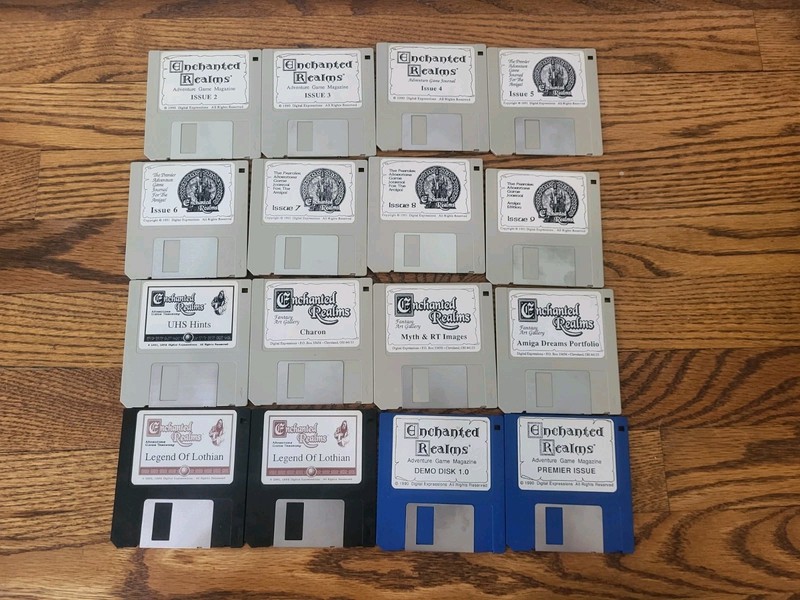 Enchanted Realms Commodore Amiga Disk Lot Of 16 Premier & Demo Issue 2-9 & Extra