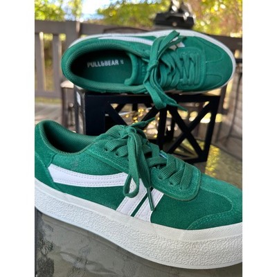 PULL&BEAR Green Suede Platform Sneakers Women's US 6.5 EUR 37 Casual Shoes
