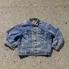 Vtg Levis 70699 0289 Flannel Blanket Lined Denim Trucker Jacket 1996 Sz L Heavy