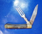 Rare Civil War Era Fork Half of EDWARD ZINN Horn Handled Take-Apart Hobo Knife