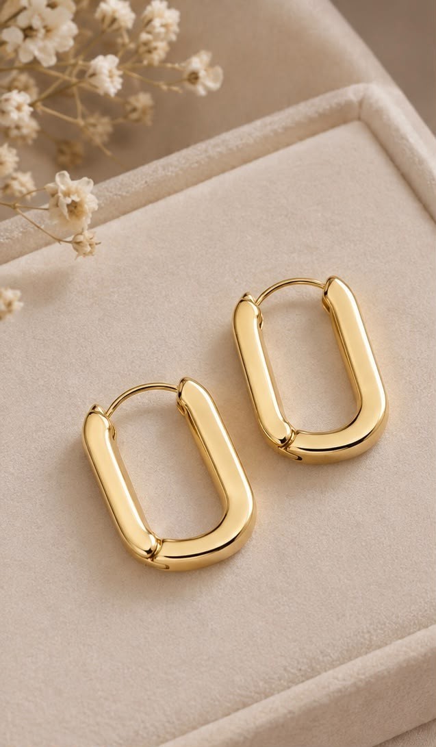 Hoop Cream Chunky U Shaped Hoop Earrings Elegant Geometric Statement Trendy Women ...