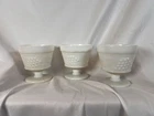 Vintage Milk Glass Grape Pattern Pedestal Dessert Cups Sherbet Dishes Set of 3