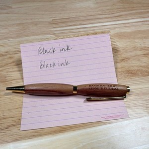 Kenneth Durham Handcrafted Wood Ballpoint Pen Gold Trim Black Ink