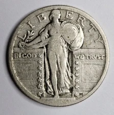 1920 D Standing Liberty Quarter Fine F Almost Very Fine VF Key Date Weak