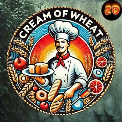 Cream Of Wheat Chef Bread Wheat Fruit Round Metal Sign Vintage Bakery Decoration