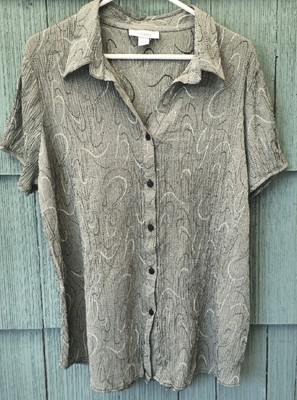 Dress Barn Olive Button Down Collared Blouse Plus Size 18/20 