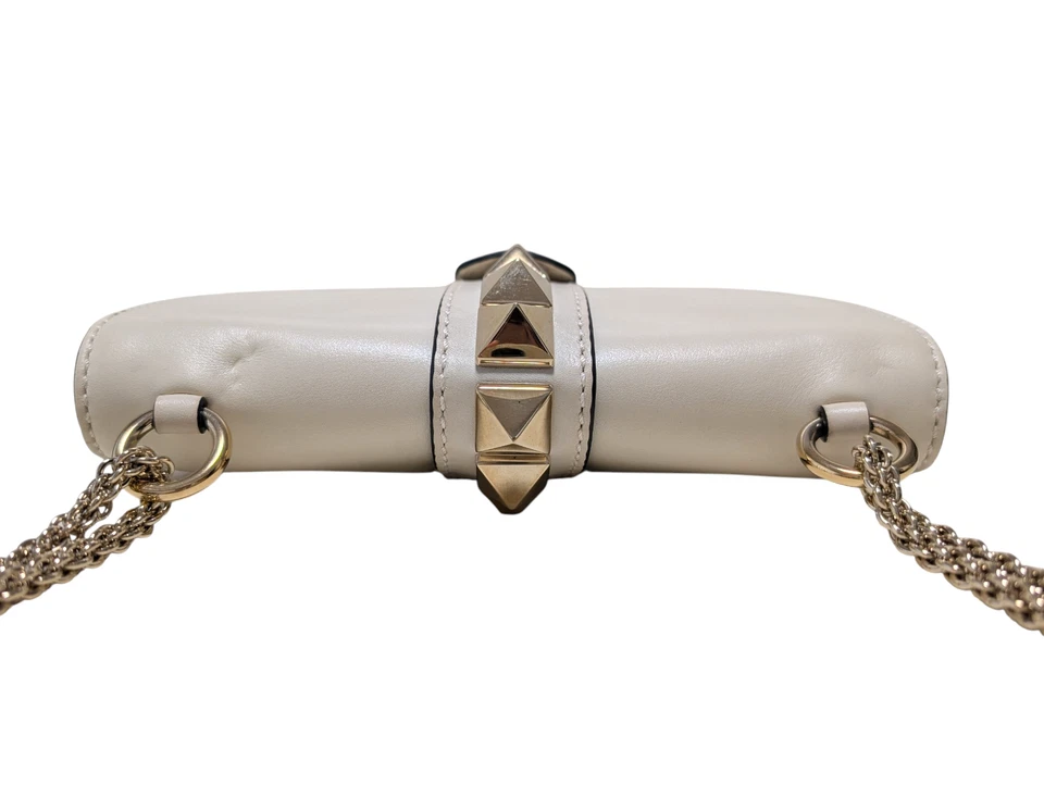 Valentino Garavani Mini shoulder Bag Rock Studs Leather Chain Purse Ivory - Image 4 of 4