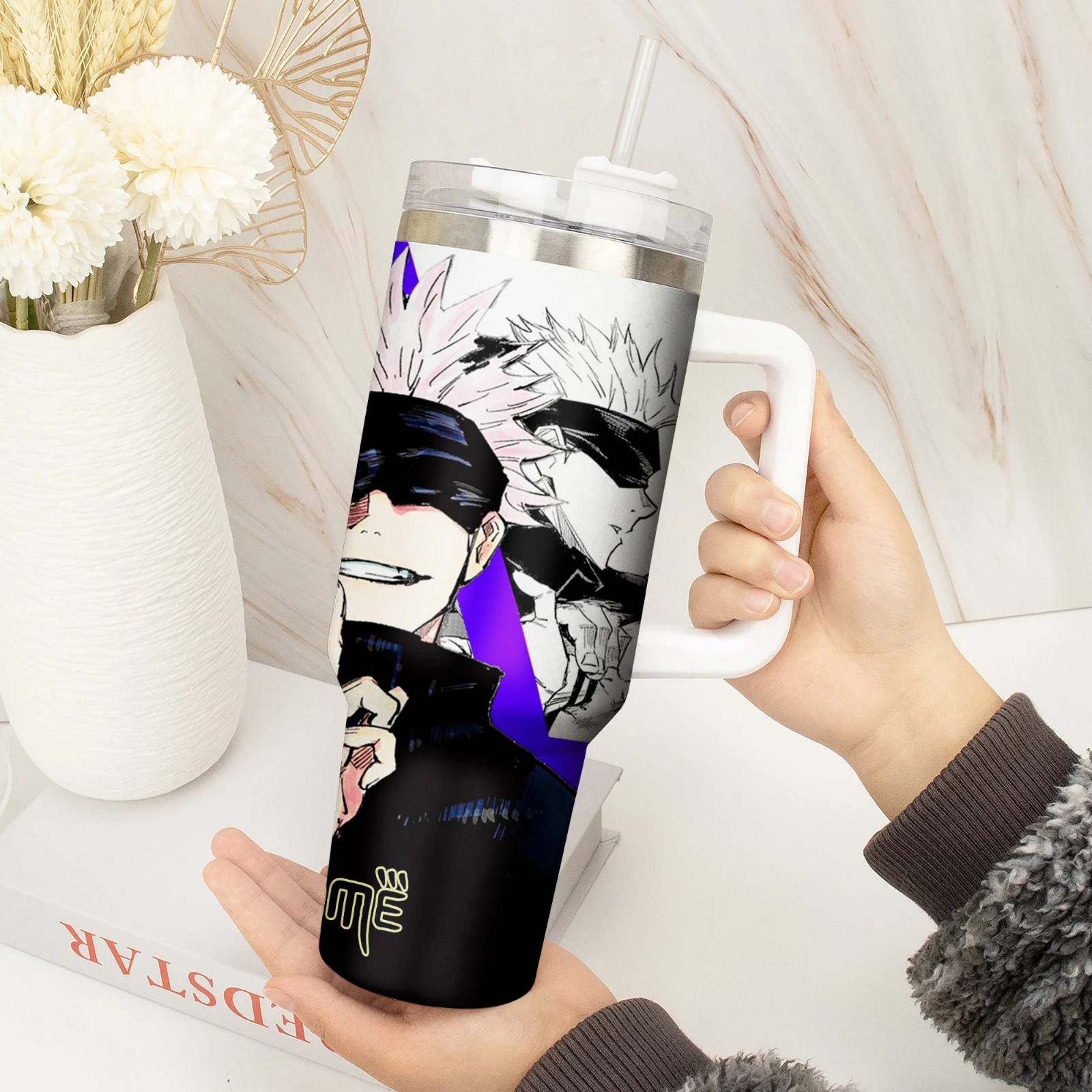 Anime Sorcerer Inspired Custom Tumbler with Handle