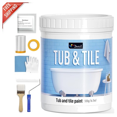 Complete Tile Refinishing Kit - 16.5oz Low Odor Acrylic Paint, Easy Application