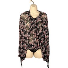 Victoria's Secret Thong Bodysuit Small Sheer Floral Blouson Dark Romantic Fairy