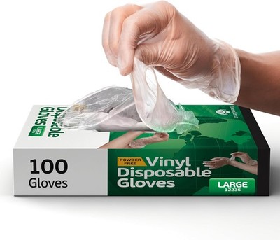 Vinyl Disposable Gloves - Clear Plastic Food Safe Gloves for Cooking, Cleaning -