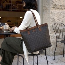 Borsa grande POLLINI nera monogramma bordo pelle fibbie oro Italia vintage