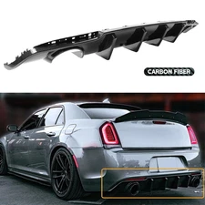 Rear Bumper Diffuser Valance Shark Fins Carbon Fiber For CHRYSLER SRT 300 15-23