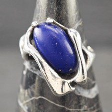 Abstract Lapis Lazuli Sterling Silver Ring Size 8.5