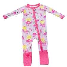 Birdie Bean Girls NB Newborn Bamboo Zippy Pajamas Cats Dogs Pink