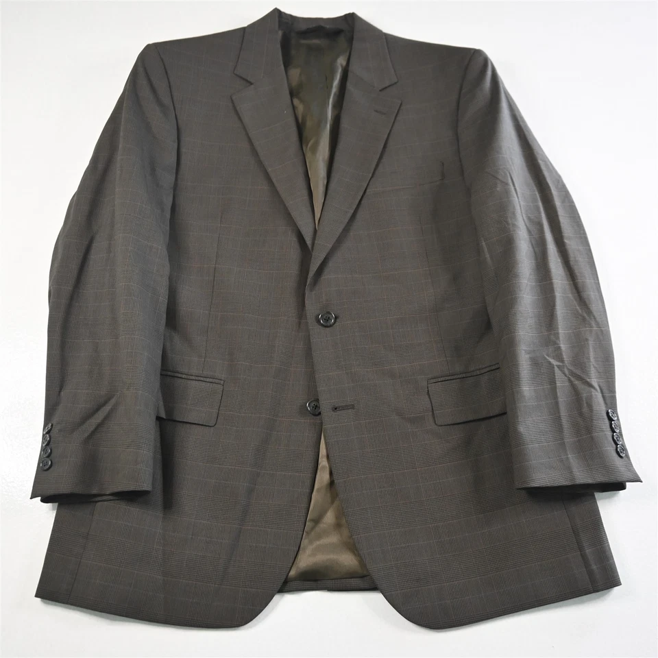 Jos A Bank 42R 36x32 Marrón Glenn Cuadros 100% Lana Hombres Chaqueta Pantalones Traje Foto 2 de 4