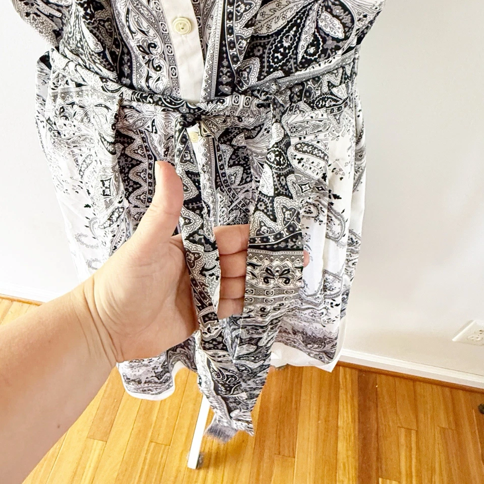 Talbots Women Bandana Cotton Poplin Belted Shirt Dress Size 18WP Preppy Office - Image 3 of 4