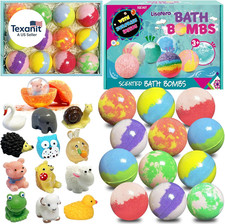 Bath Bombs for Kids with Surprise Inside, 12Pcs Bath Bombs with Toys, Organic Co