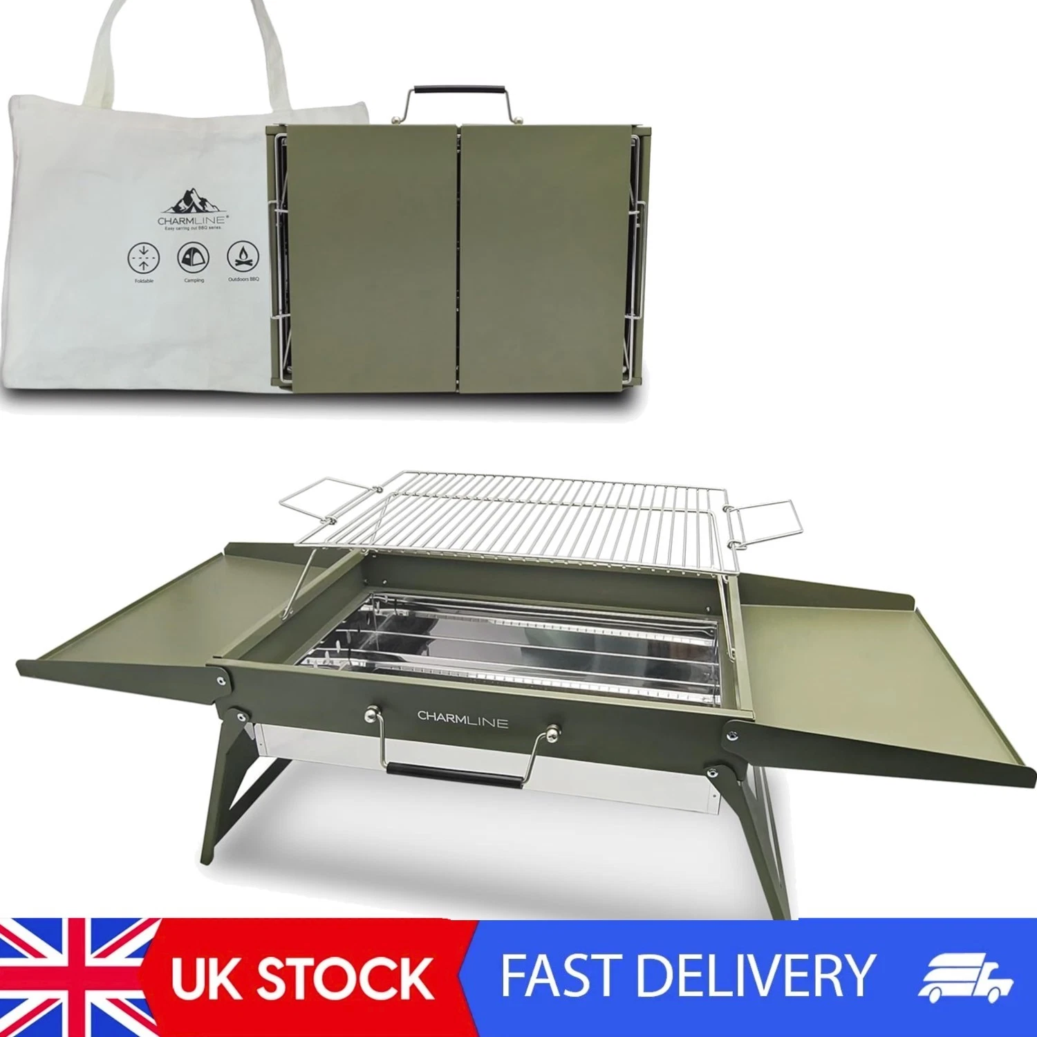 51x35 cm Portable Charcoal Grill - Perfect for Garden, Beach, and Camping