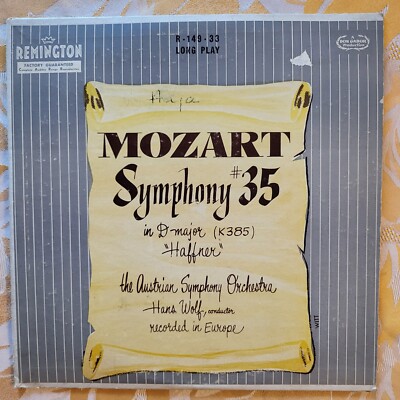 Mozart, The Austrian Symphony Orchestra Symphony #35 Remington Vinyl  10'' 1953