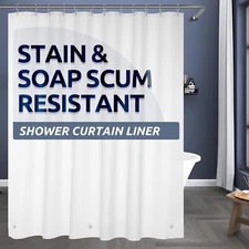 White Shower Curtain Liner 72 x 78 Long Plastic Liner PEVA Bathroom Waterproof