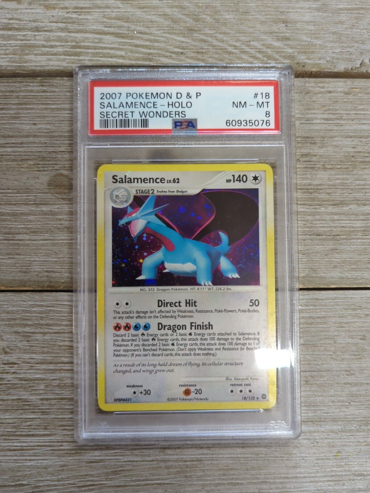 PSA 8 Graded 2007 Pokemon D & P Salamence - Holo Secret Wonders #18