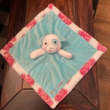 Betsey Johnson Baby Plush Puppy Security Blanket Lovey Pink Aqua Blue Floral