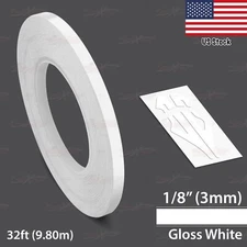 1/8" Roll Vinyl Pinstriping Pin Stripe Line Tape Decal Sticker 3mm GLOSS WHITE