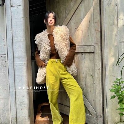 Retro Womens Faux Lamb Fur Vest Coats Mid Long Gilet Waistcoast