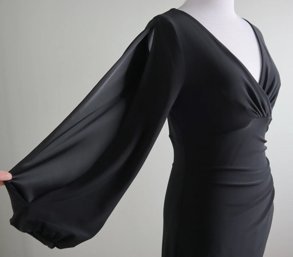 LAUREN RALPH LAUREN $129 Slinky Stretch Slit Open Sleeve Dress Size 6 Petite - Image 3 of 4