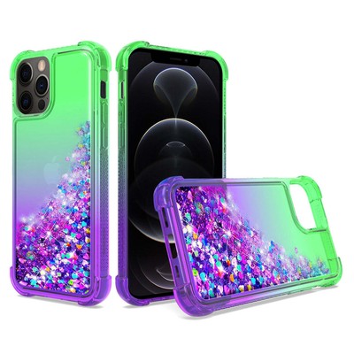 Reiko Shiny Flowing Glitter Liquid Bumper Case for Apple iPhone 12 Pro Max in Gr