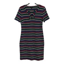 Talbots Short Sleeve 100% Cotton T-Shirt Dress Size MEDIUM Multi-Colored Striped