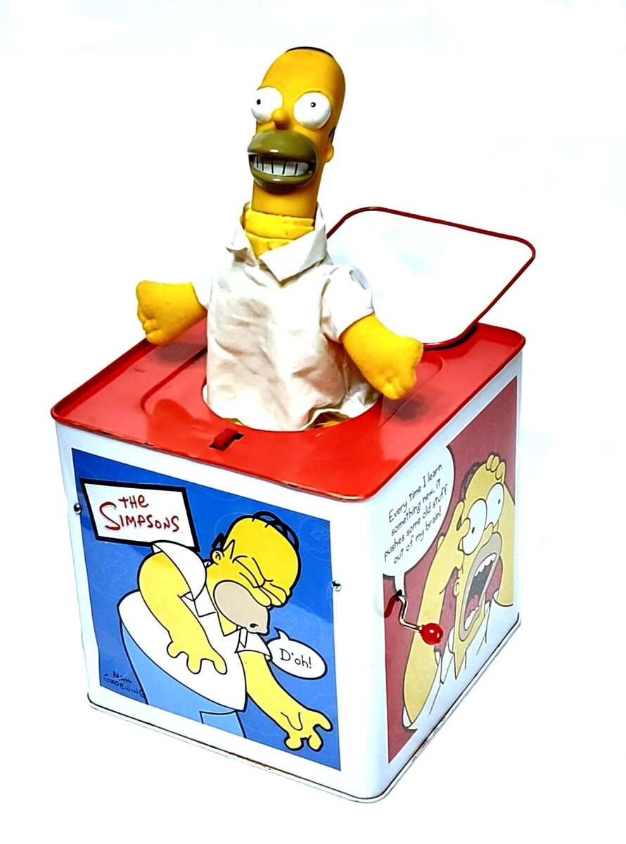 The Simpsons Jack-in-the-Box Tin, Homer, Musical Crank, Fox The Simpsons Jack-in-the-Box Tin, Homer, Musical Crank, Fox