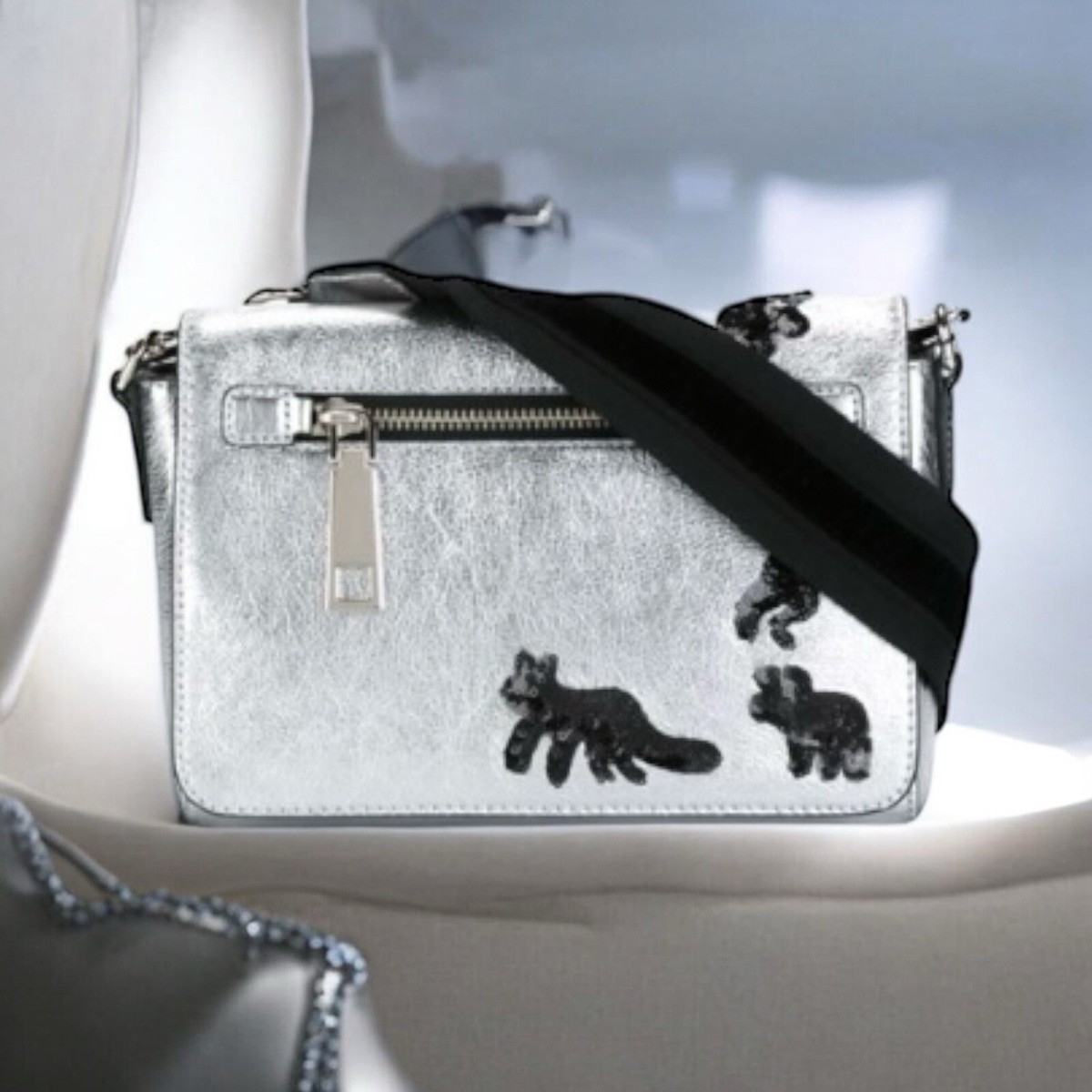 Marc Jacobs Silver Gotham Flocked Animals Backpack