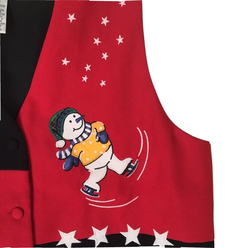 Westbound Women's Snowman Christmas Vest Size Large Petite Ice Skating Snowmen - Picture 5 of 9