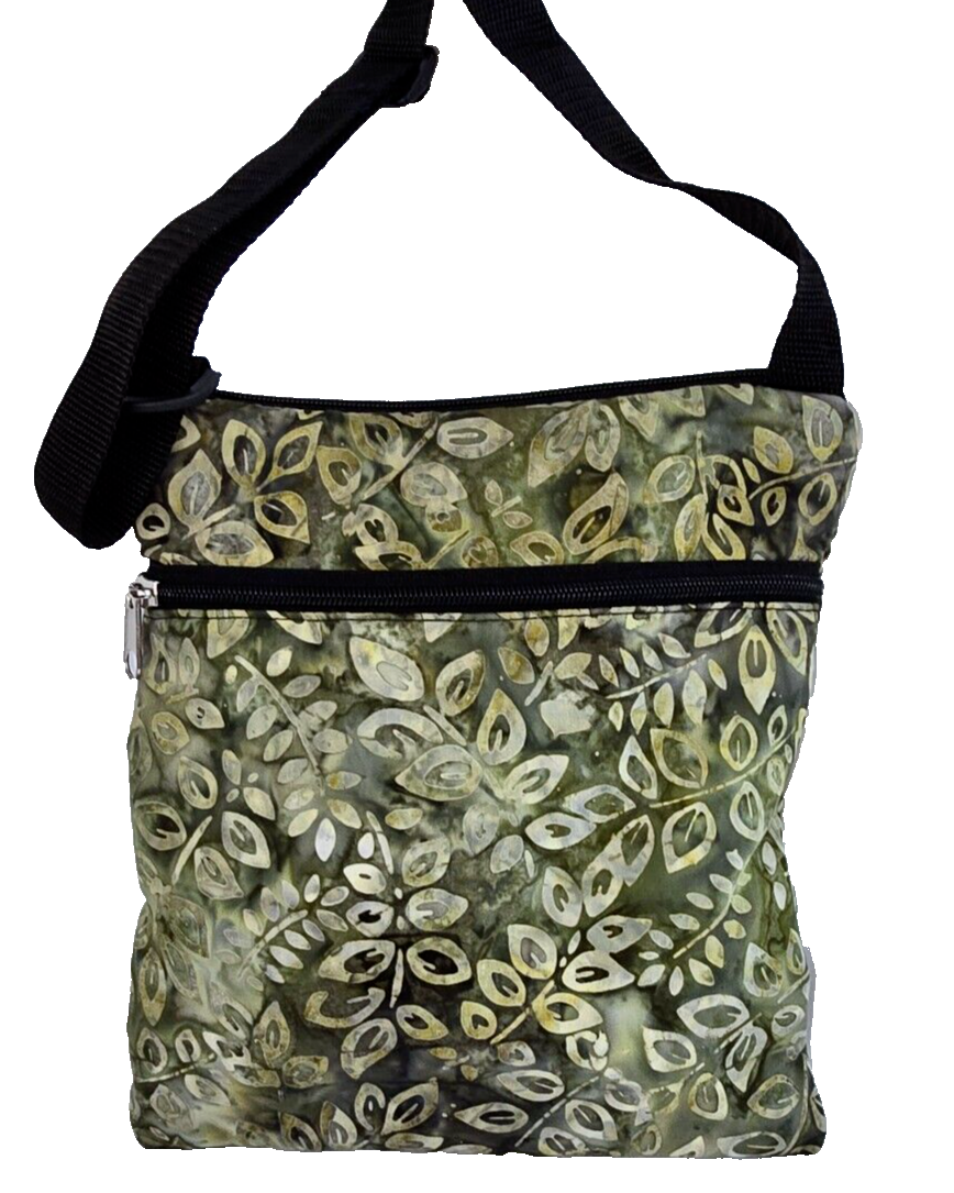 Green Plant Shimmery Adjustable Slim Crossbody Bag for Travel-image
