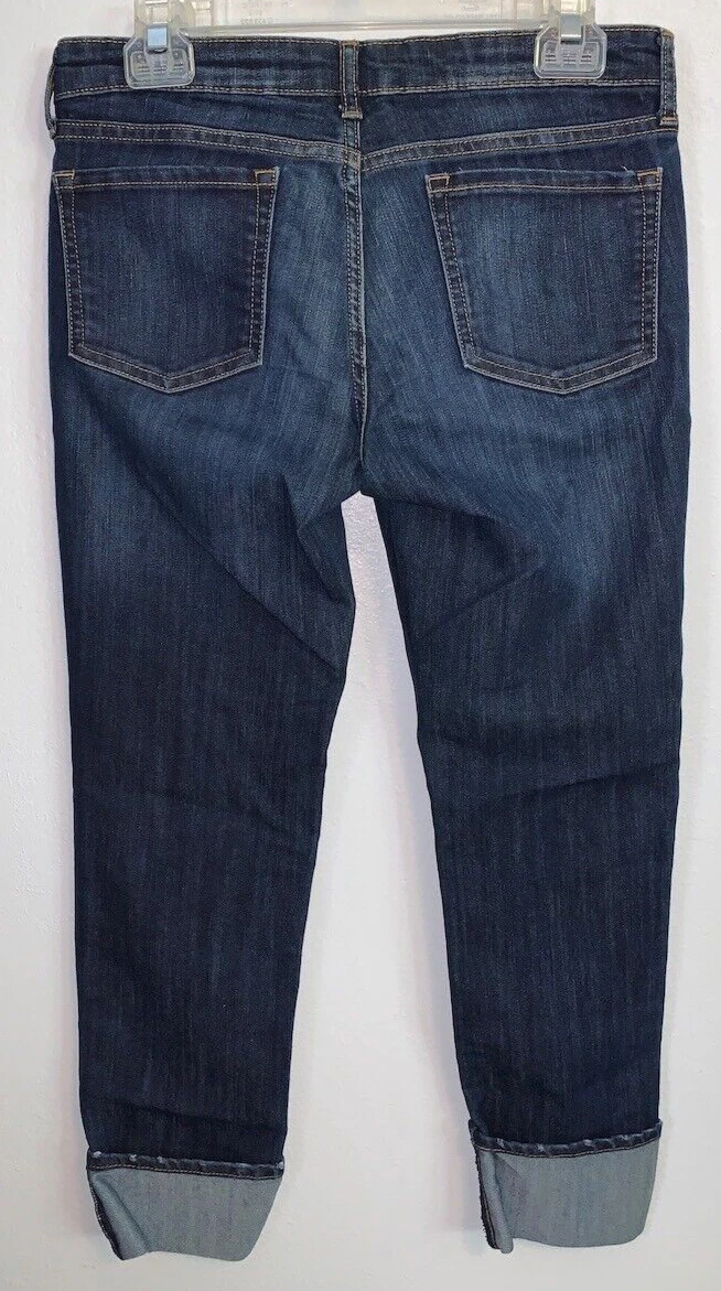 GAP Straight Cuff Stretch Jeans Dark Blue Cropped Women s