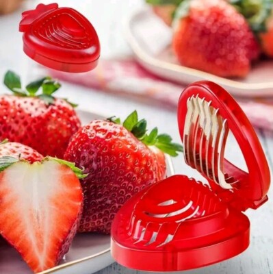 HOME-X Strawberry Slicer with 7 Blades Cute Fruit Cutter Unique Kitchen Gadgets